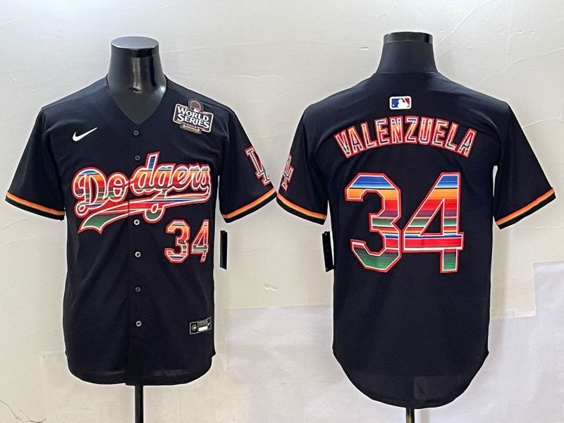 Men Los Angeles Dodgers #34 Valenzuela Black Game 2025 Nike MLB Jersey style 4103
